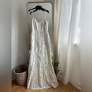 NWT Self Portrait WHITE EMBELLISHED V NECK MAXI DRESS, Sz 2